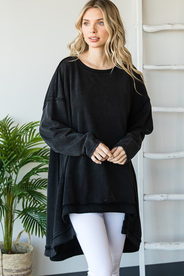 Oli & Hali Mineral Washed Oversized Tunic Pullover Top