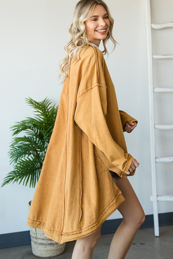 Oli & Hali Mineral Washed Oversized Tunic Pullover Top