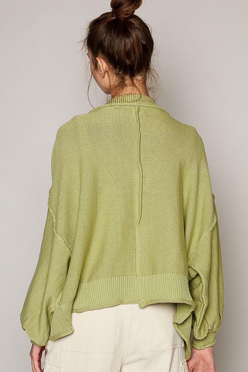 POL Dropped Shoulder Button Down Hacci Cardigan Top
