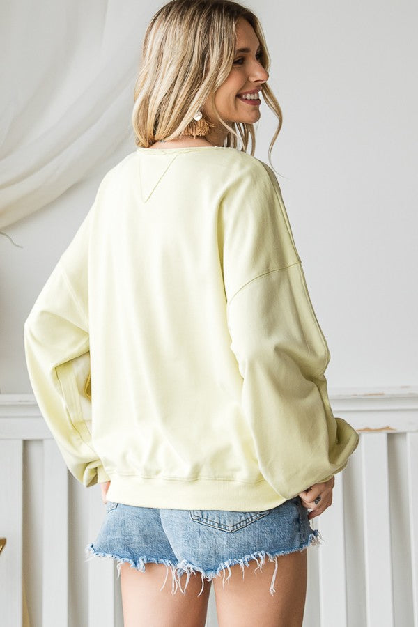 Oli & Hali Color Block Detail Loose Fit Knit Top