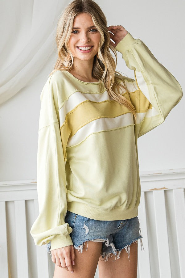 Oli & Hali Color Block Detail Loose Fit Knit Top