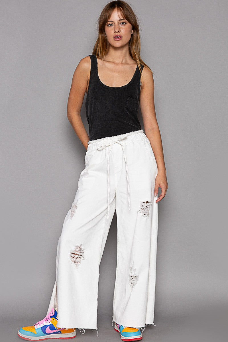 POL Cut Edge Binding Merrow Edge Ribbed Scoop Neck Tank Top