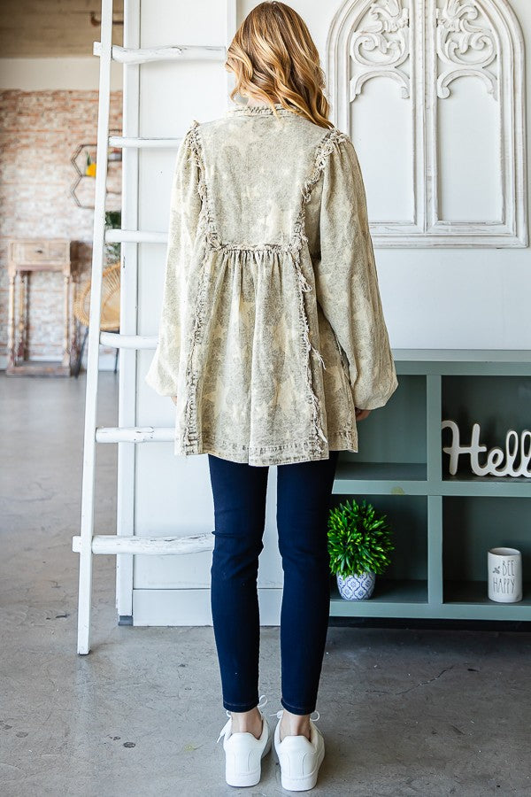 Oli & Hali Washed Star Print Corduroy Babydoll Top