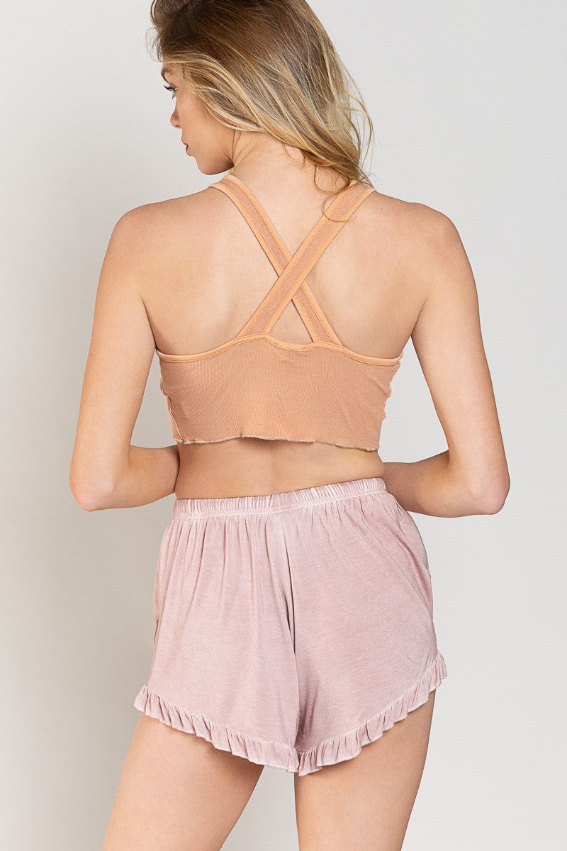 POL Stretch Fitted Fit Round Neck Bra Top