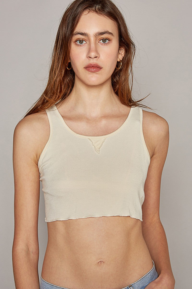 POL Stretch Fitted Fit Round Neck Bra Top