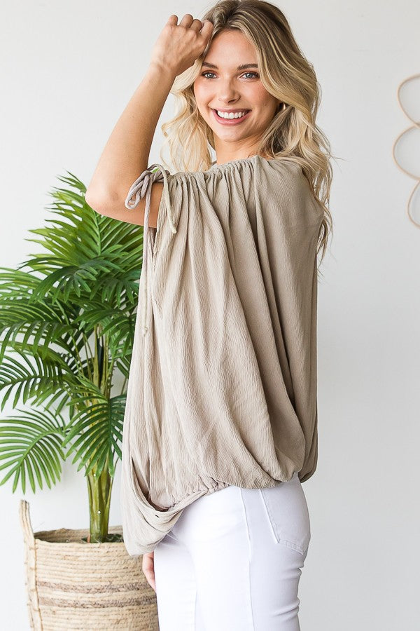 Oli & Hali Ruched Shoulder Overlap Top