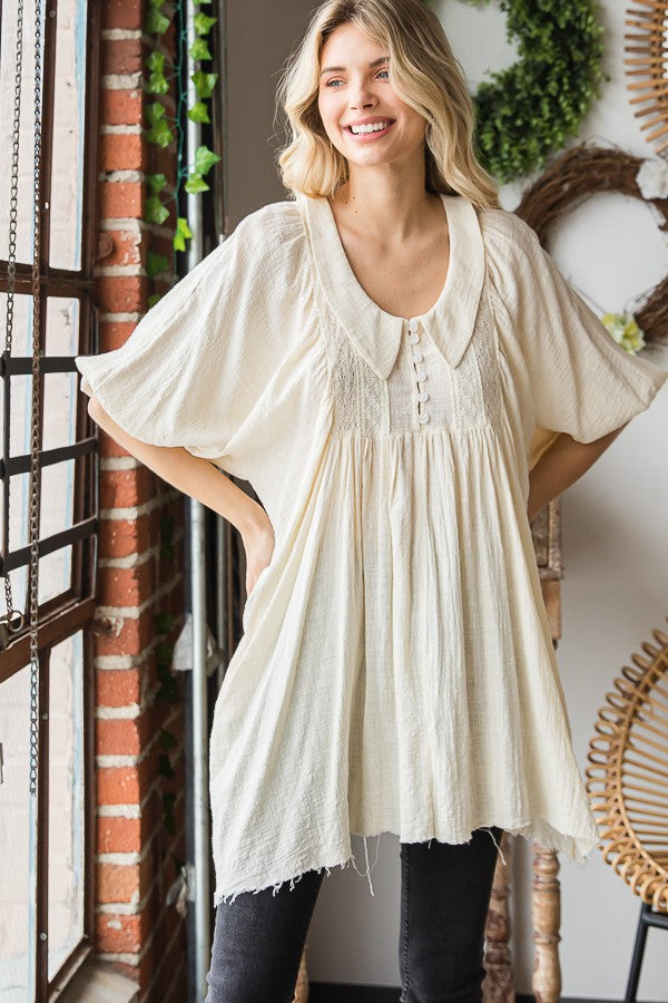 Oli & Hali Mineral Washed Lace Detail Tunic Top