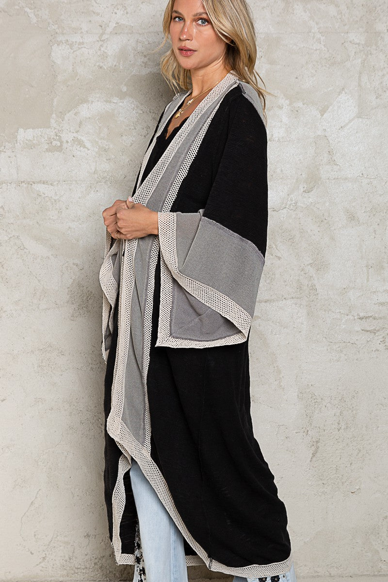 POL Slub Open Front Cardigan Tunic Sweater Top