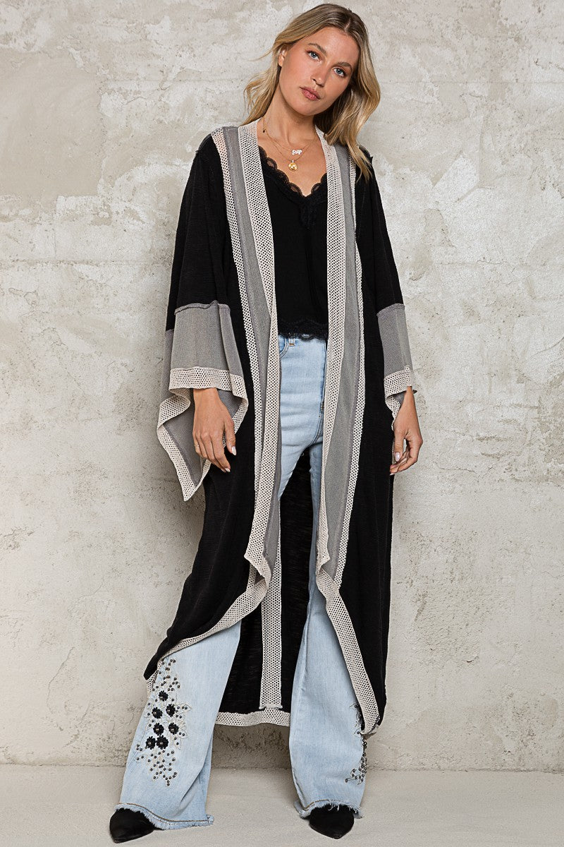 POL Slub Open Front Cardigan Tunic Sweater Top