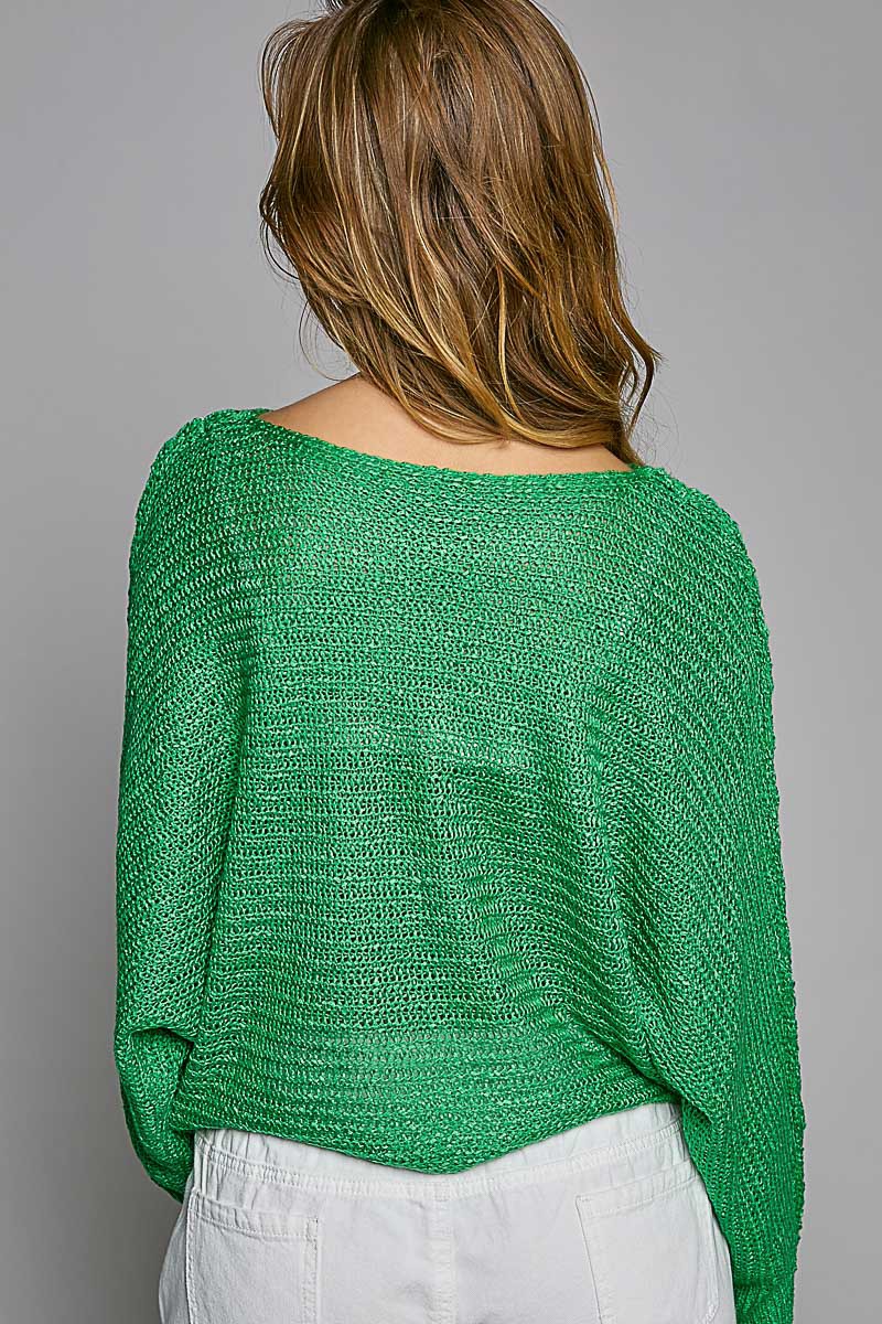 POL Dolman Cropped Casual Knit Pullover Sweater Top