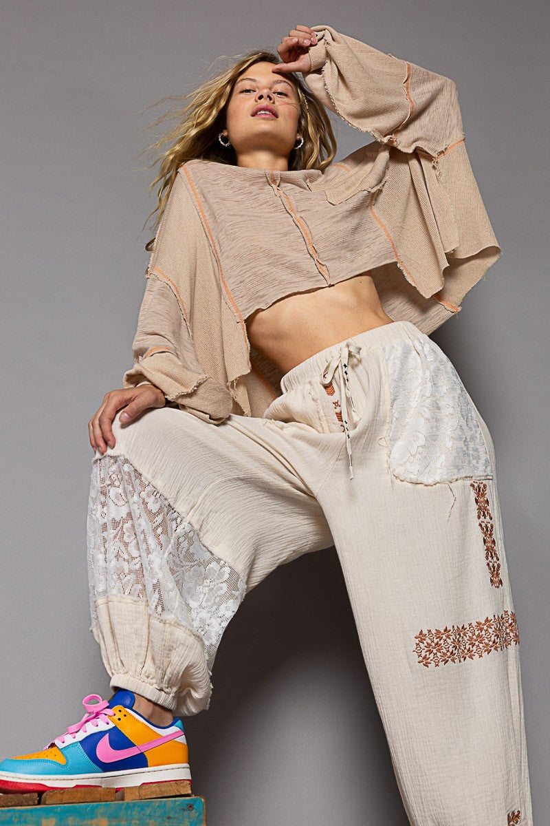 POL Oversize Balloon Sleeve Casual Slub Knit Top