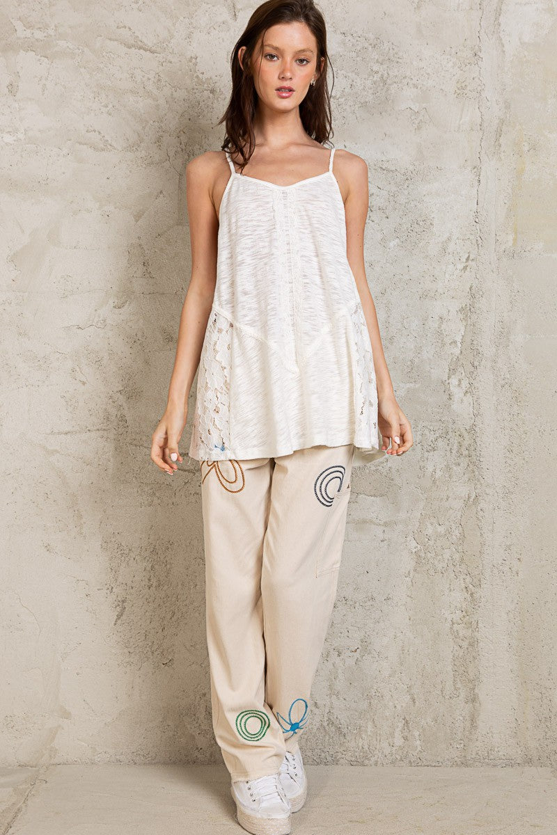 POL Lace Trim detail Sleeveless Tunic top - Roulhac Fashion Boutique