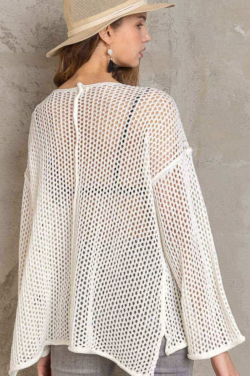 POL Oversized Boat Neck Pullover Thin Sweater Top