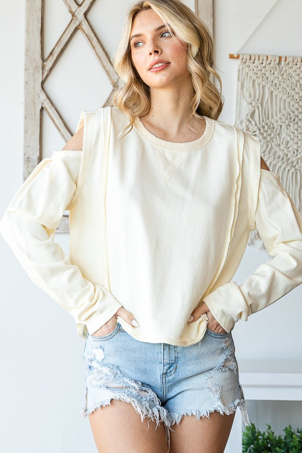 Oli & Hali Mineral Washed Cold Shoulder Top