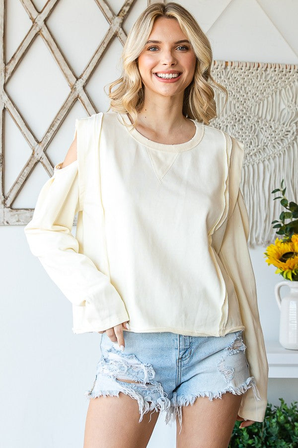 Oli & Hali Mineral Washed Cold Shoulder Top