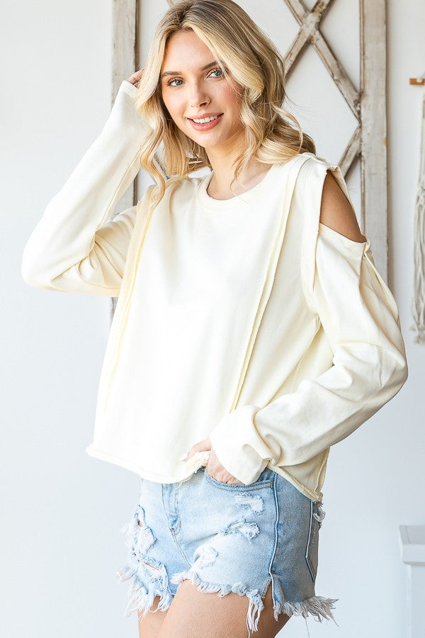 Oli & Hali Mineral Washed Cold Shoulder Top