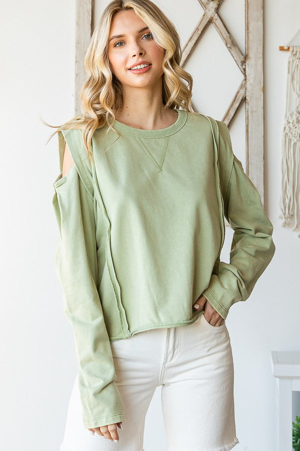 Oli & Hali Mineral Washed Cold Shoulder Top