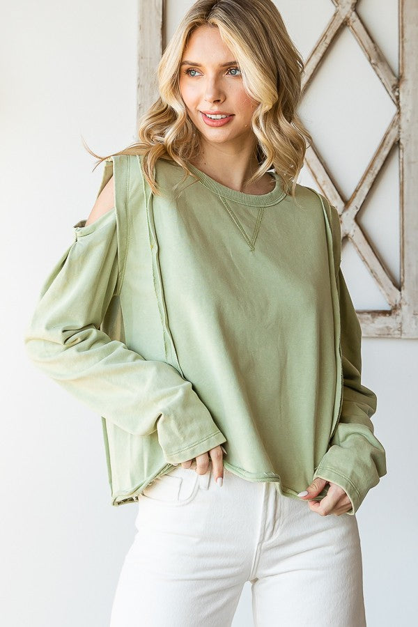 Oli & Hali Mineral Washed Cold Shoulder Top