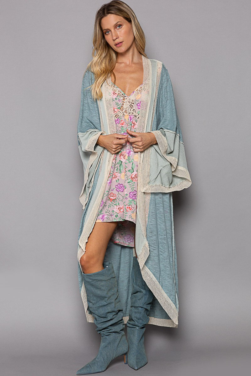 POL Slub Open Front Cardigan Tunic Sweater Top