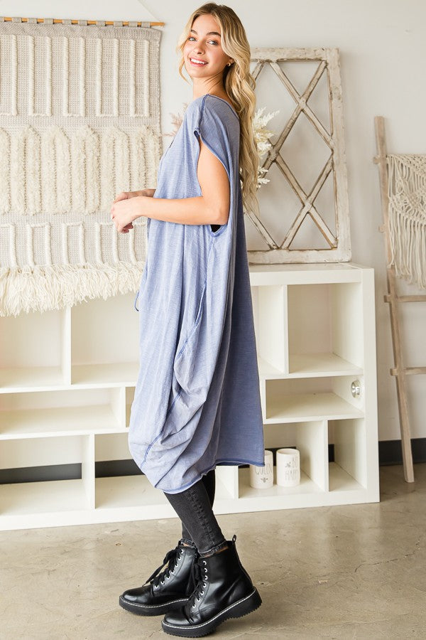 Oli & Hali Cinched Front Coccon Sleeveless Long Top