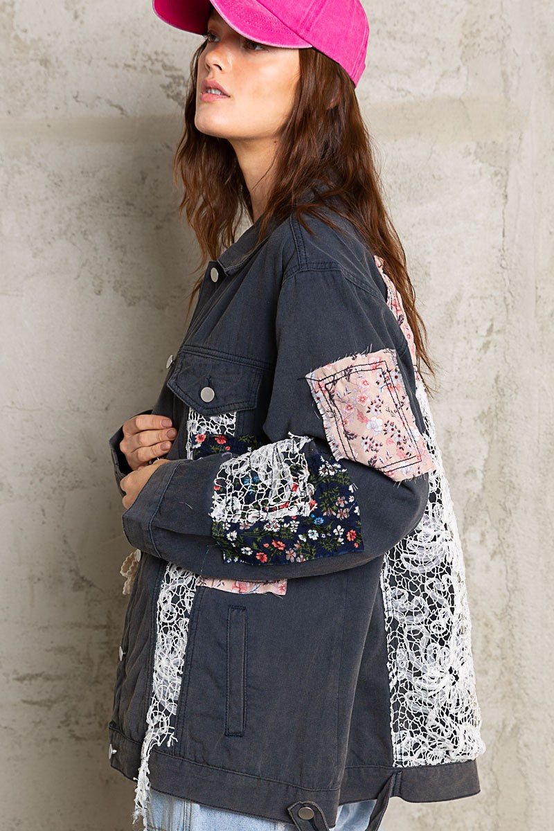 Pol Oversize Contrast Patch Pocket Flaps Detail Button Down Shirt