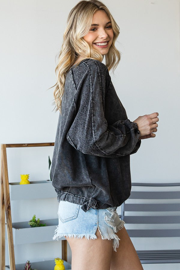 Oli & Hali Mineral Washed Side-Tie Pullover Top