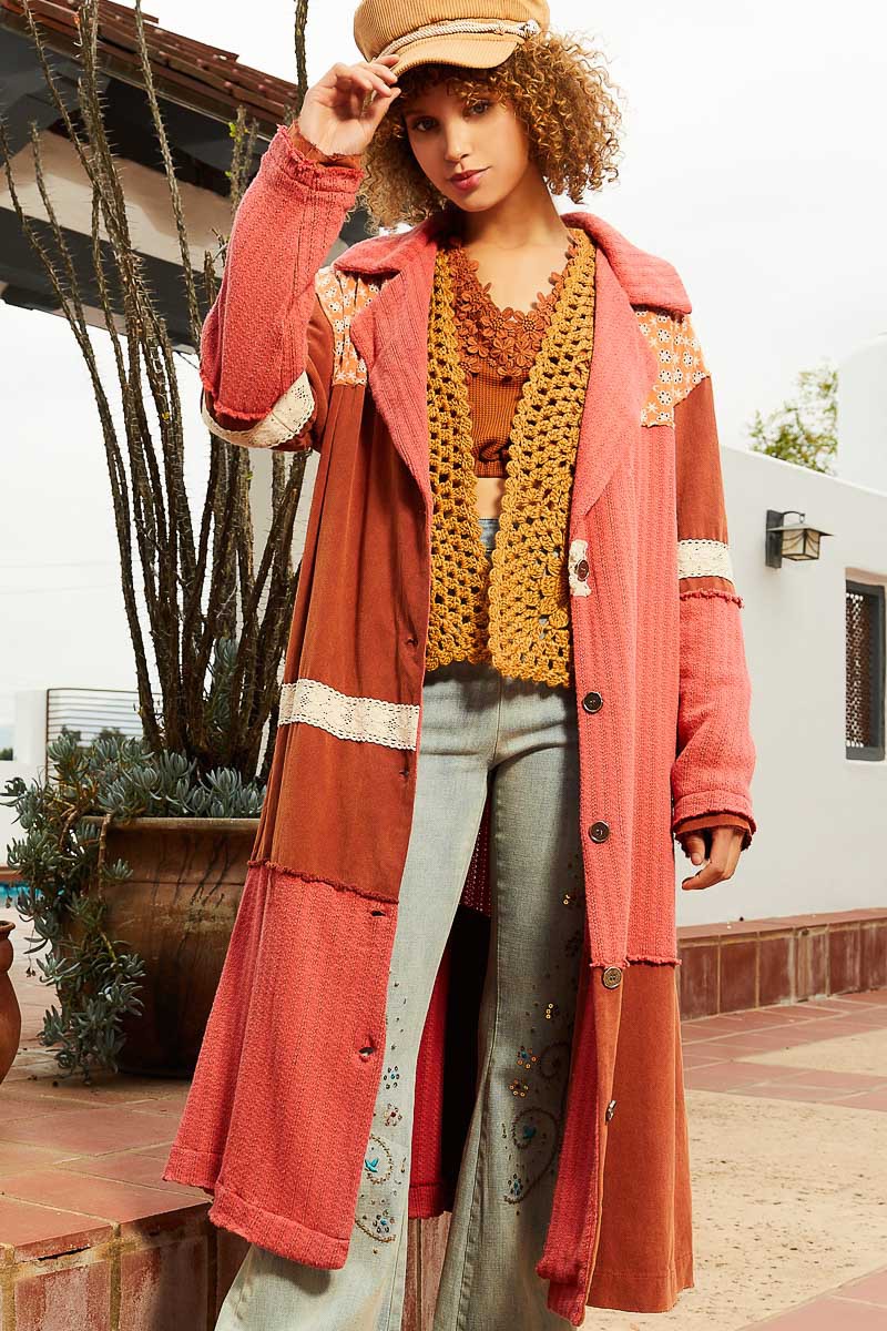 POL Color Block Garment Button Down Tunic Jacket - Roulhac Fashion Boutique