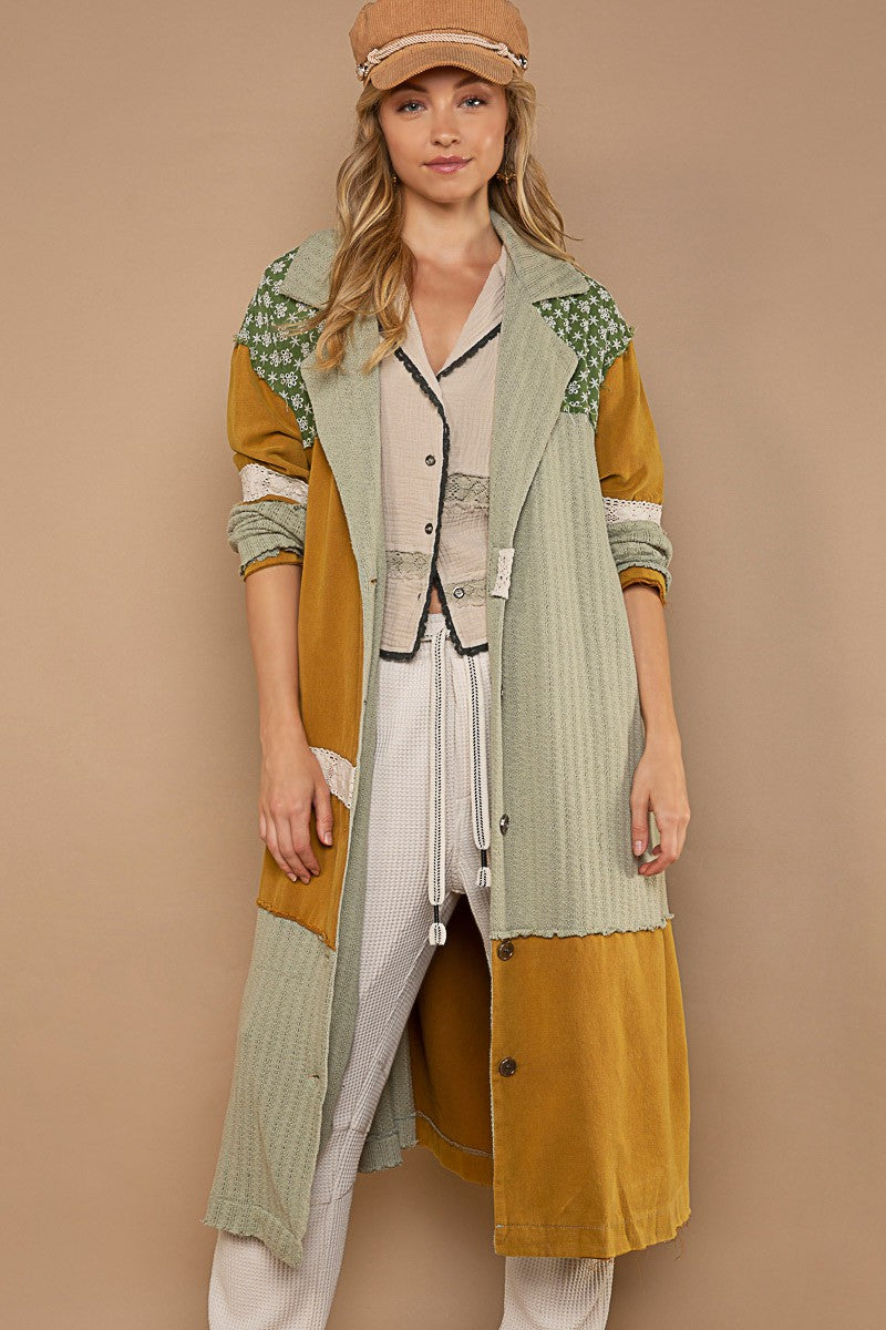 POL Color Block Garment Button Down Tunic Jacket - Roulhac Fashion Boutique