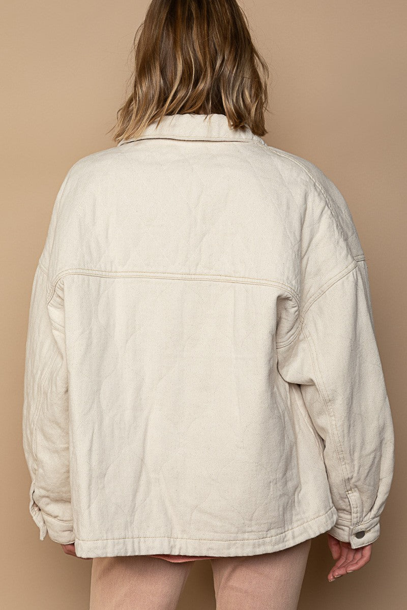 POL Long Sleeve Relaxed Fit Quilted Twill Button Down Jacket - Roulhac Fashion Boutique