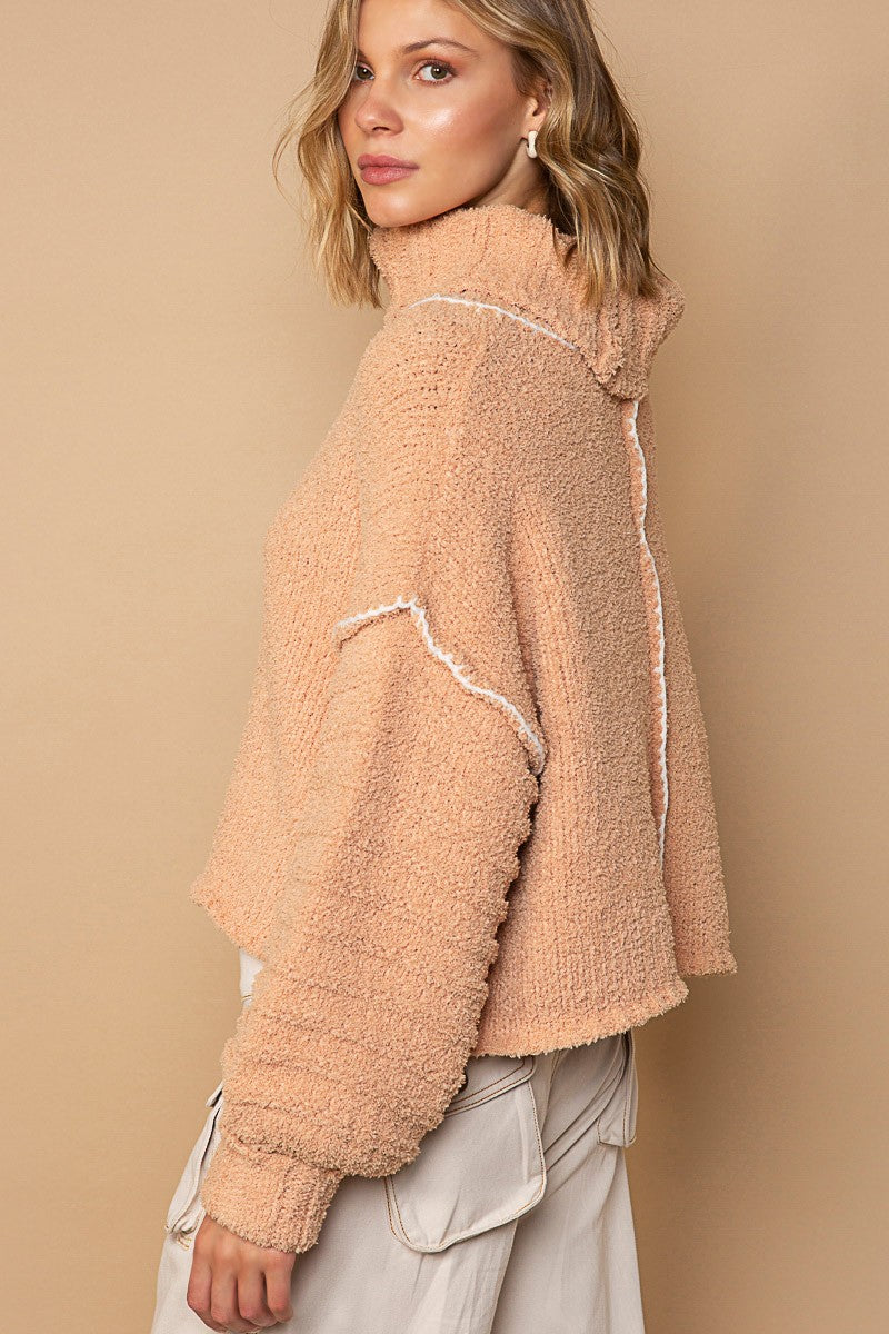 POL Turtle Neck Long Balloon Sleeves Pullover Sweater  Top