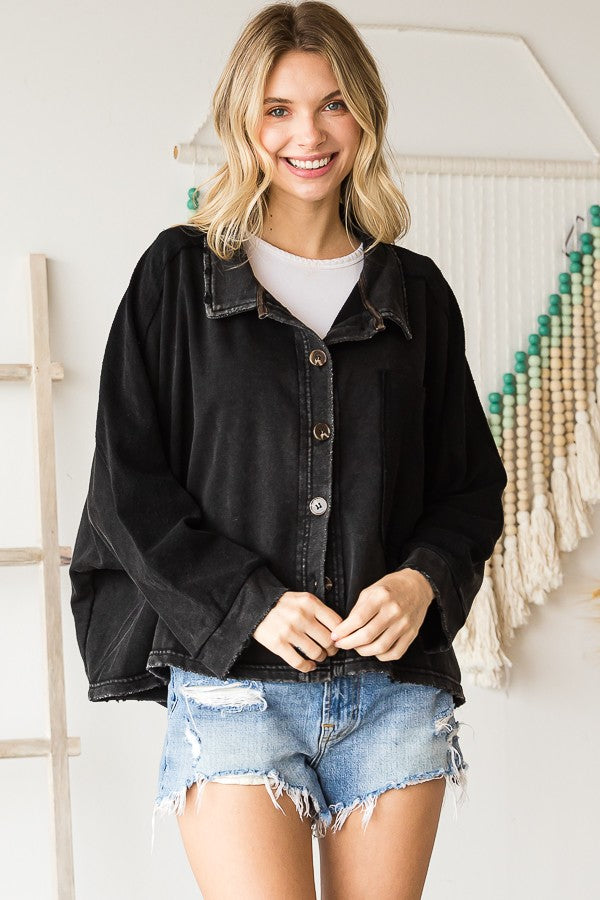 Oli & Hali Washed Button Closure Jacket