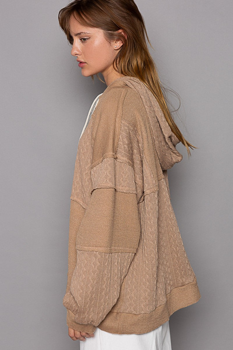 POL Balloon Sleeve Cut Sew Sweater Knit Top