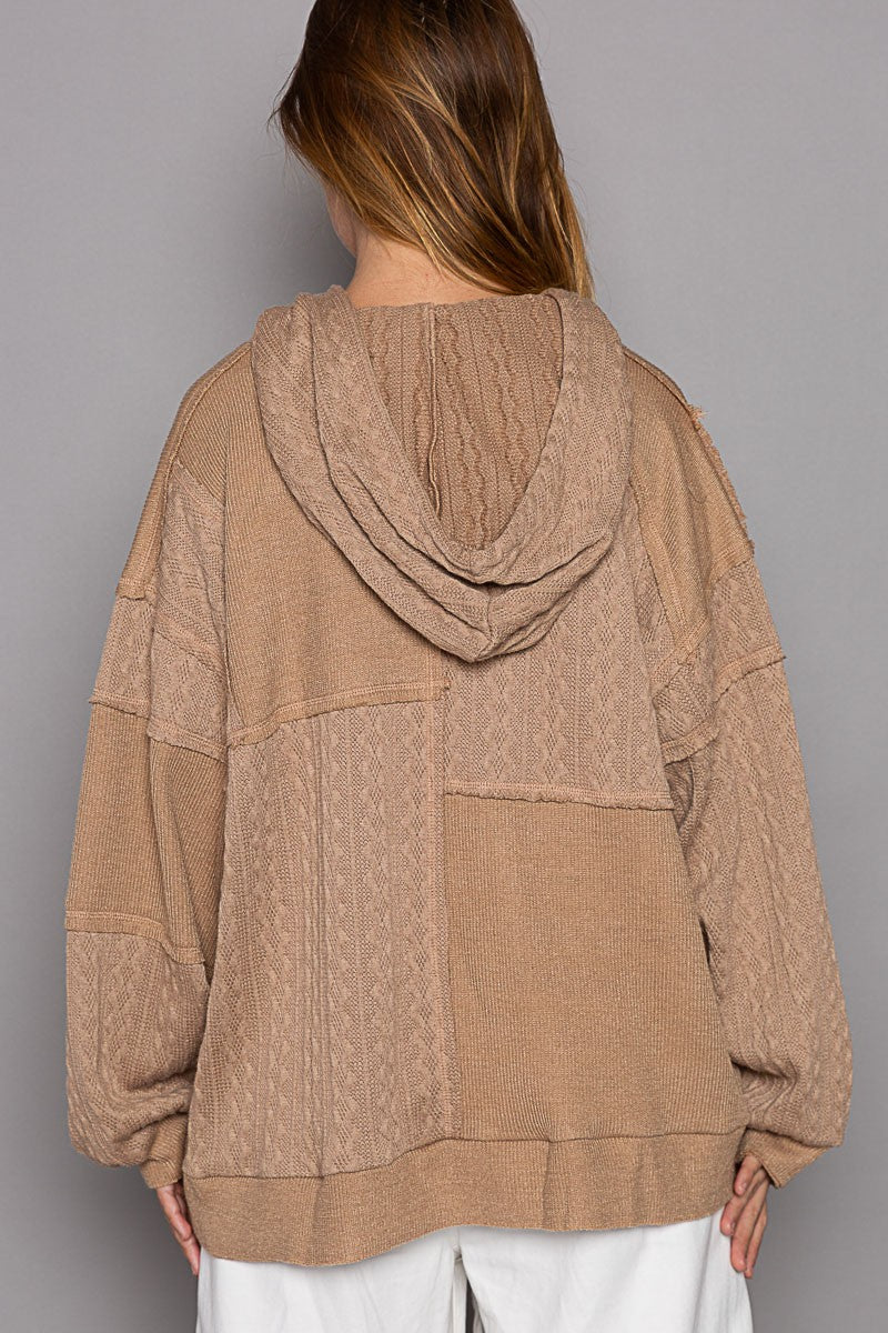 POL Balloon Sleeve Cut Sew Sweater Knit Top