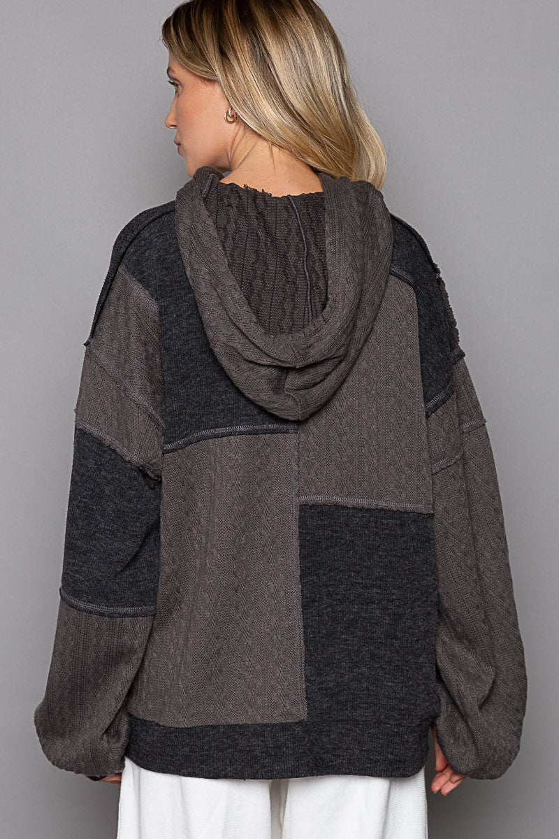 POL Balloon Sleeve Cut Sew Sweater Knit Top