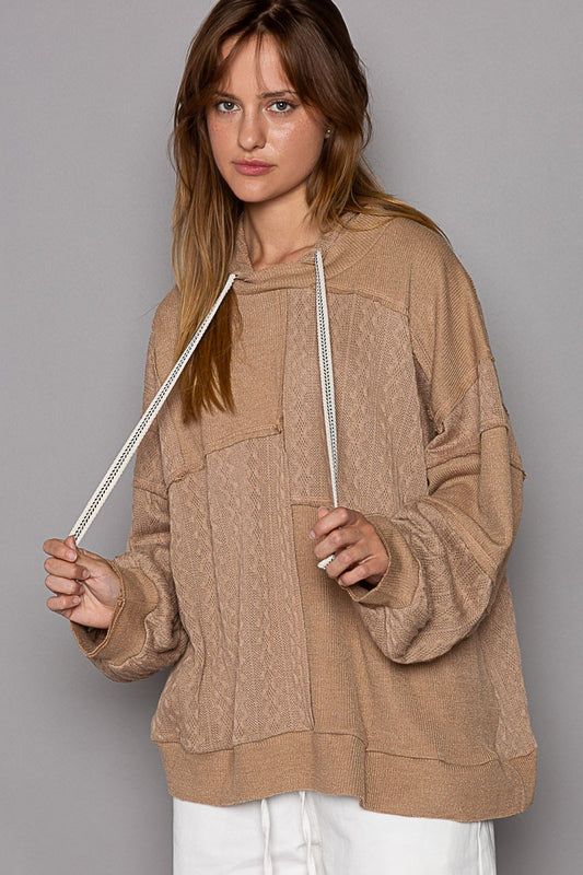 POL Balloon Sleeve Cut Sew Sweater Knit Top