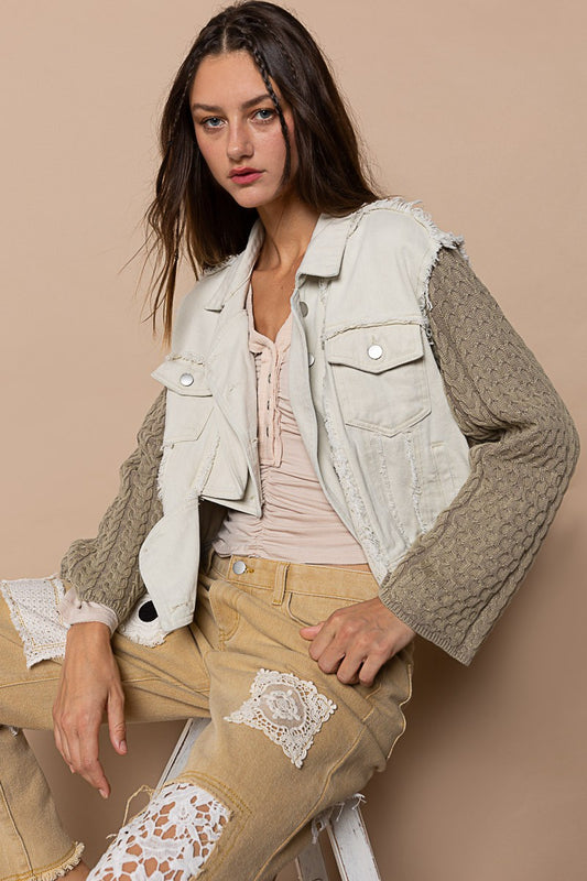 POL Button Down Raglan Sleeve Front Out Seam Pocket Vintage Jacket - Roulhac Fashion Boutique