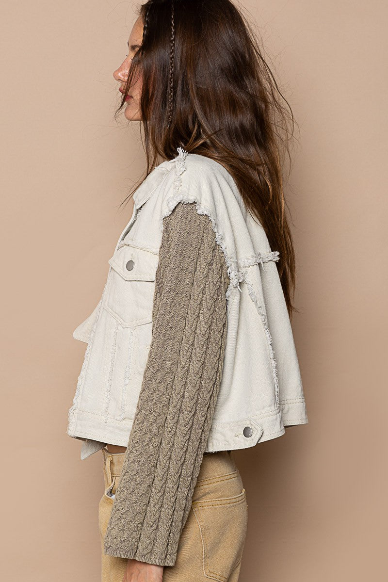 POL Button Down Raglan Sleeve Front Out Seam Pocket Vintage Jacket - Roulhac Fashion Boutique