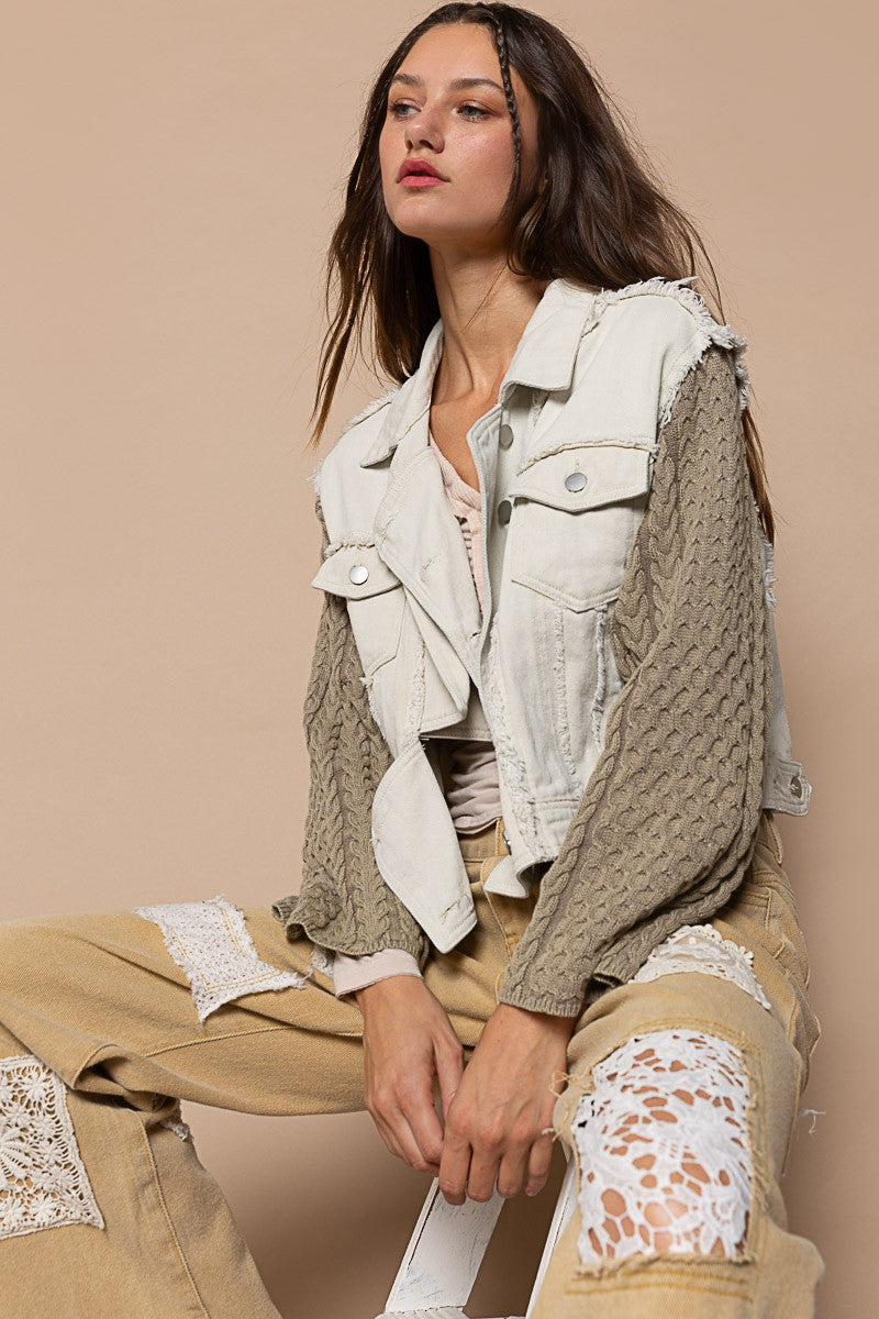 POL Button Down Raglan Sleeve Front Out Seam Pocket Vintage Jacket - Roulhac Fashion Boutique