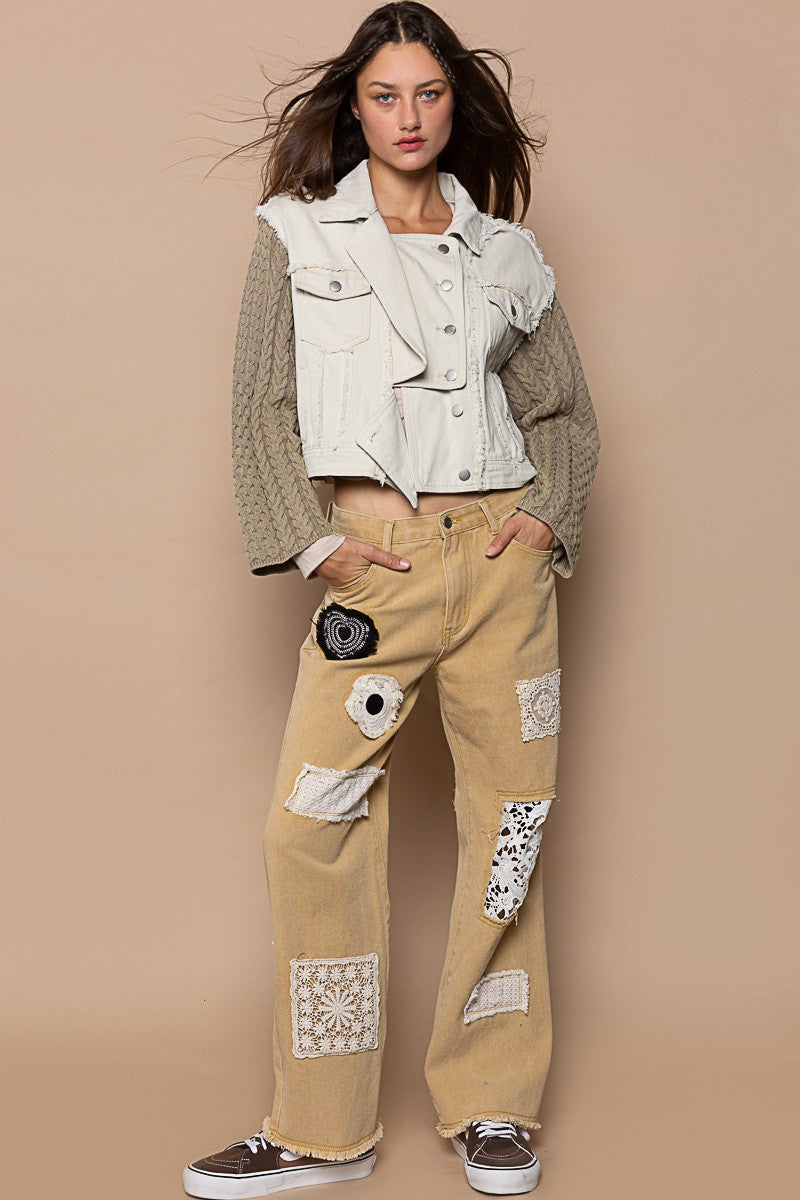 POL Button Down Raglan Sleeve Front Out Seam Pocket Vintage Jacket - Roulhac Fashion Boutique