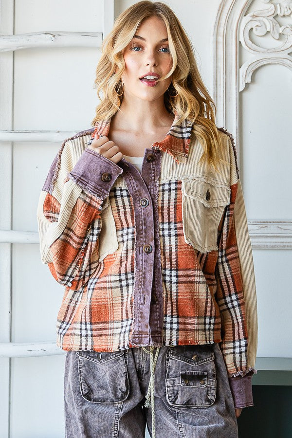 Oli & Hali Plaid Button Front Shirt Top
