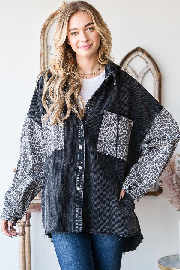 Oli & Hali Mineral Washed Leopard Print Jacket