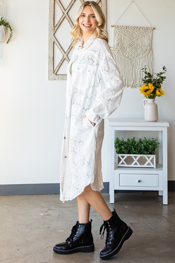 Oli & Hali Washed Eyelet Longline Jacket