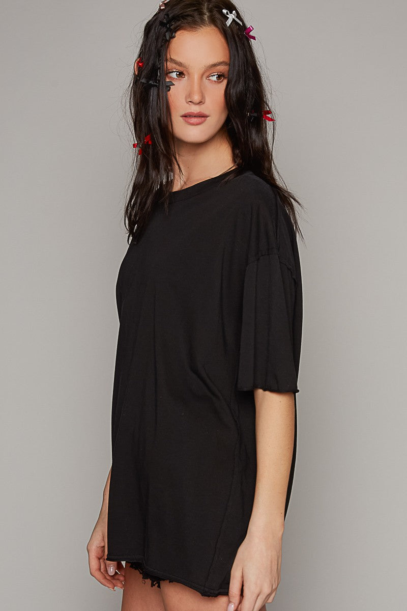 POL Round Neck Short Sleeve Basic Solid Top