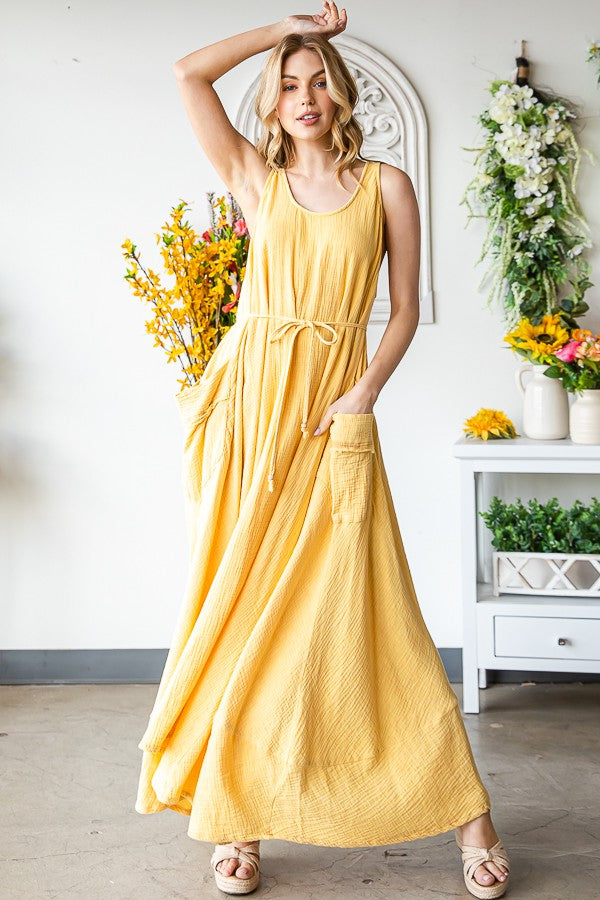 Oli & Hali Washed Sleeveless Oversized Pockets Dress