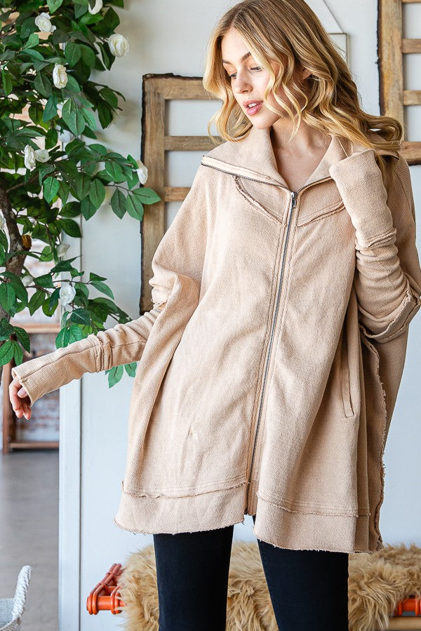 Oli & Hali Washed Turtle Neck Poncho Jacket