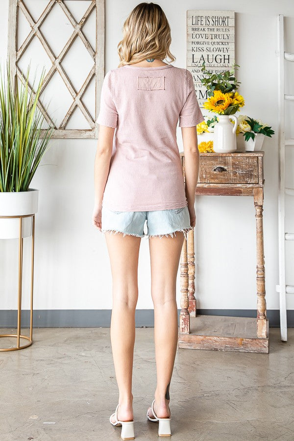 Oli & Hali Washed Cinched Short Sleeve Top