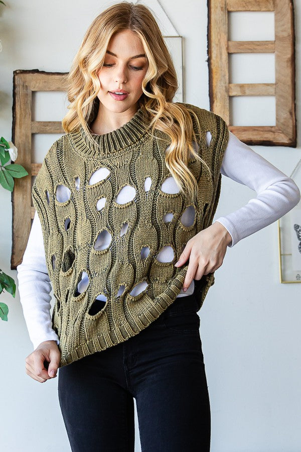 Oli & Hali Mineral Washed Sweater Vest Top