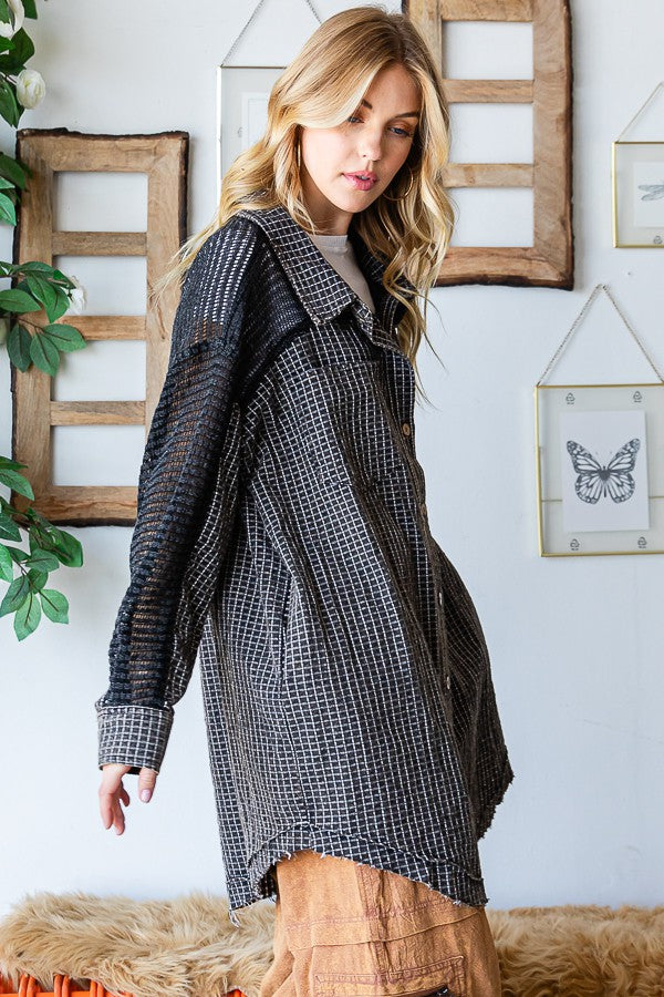 Oli & Hali Washed Fabric Mixed Shirt Top