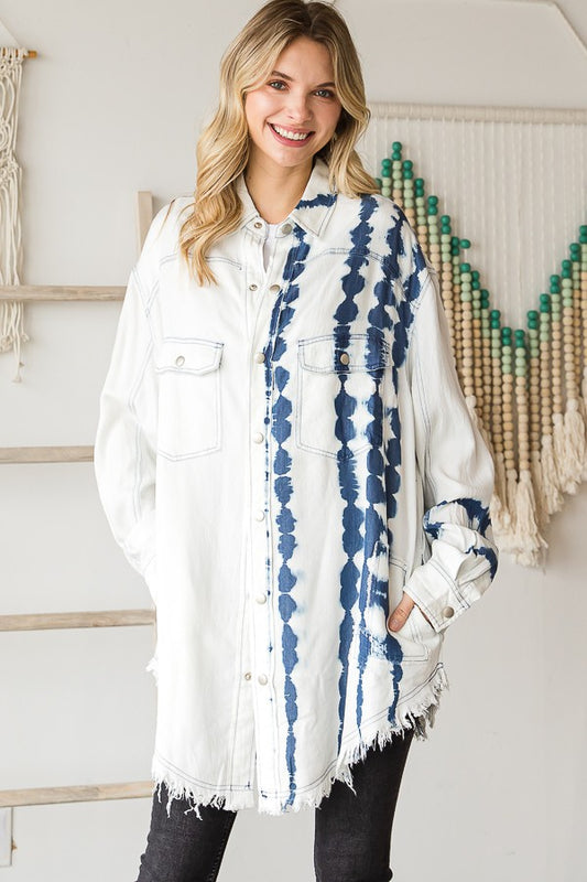 Oli & Hali Half Tie Washed Long Sleeve Shirt Top