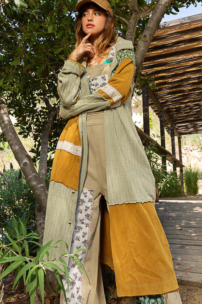 POL Color Block Garment Button Down Tunic Jacket - Roulhac Fashion Boutique